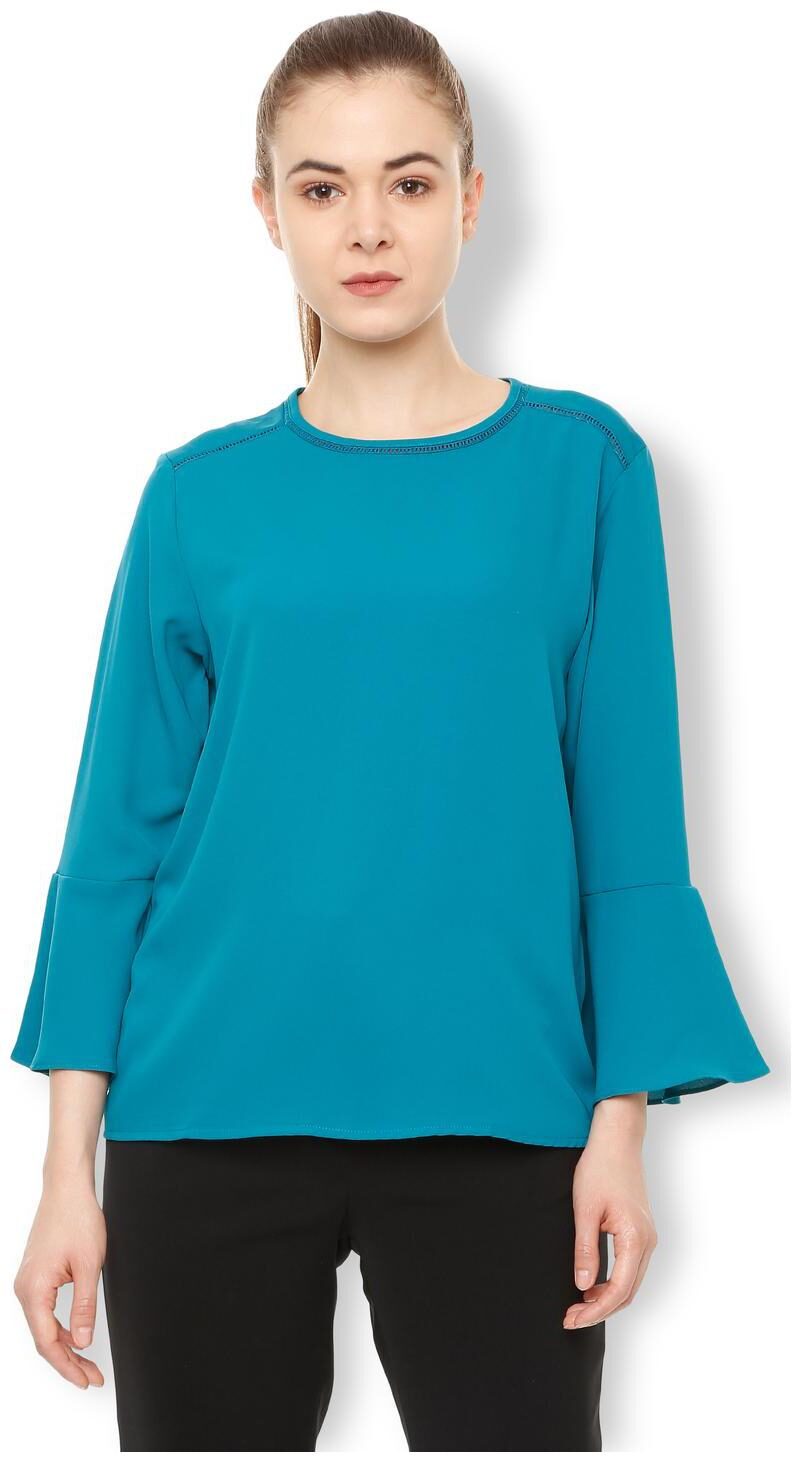 

Van Heusen Women Solid Regular top - Blue