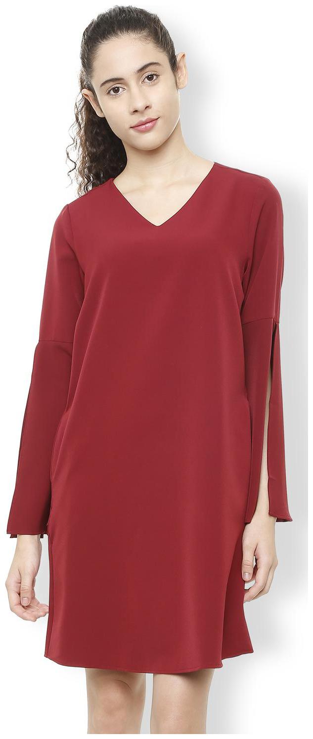 

Van Heusen Maroon Solid A-line dress