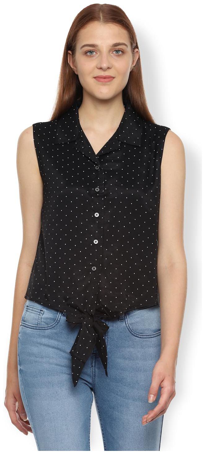 

Van Heusen Women Black Printed Regular Fit Shirt