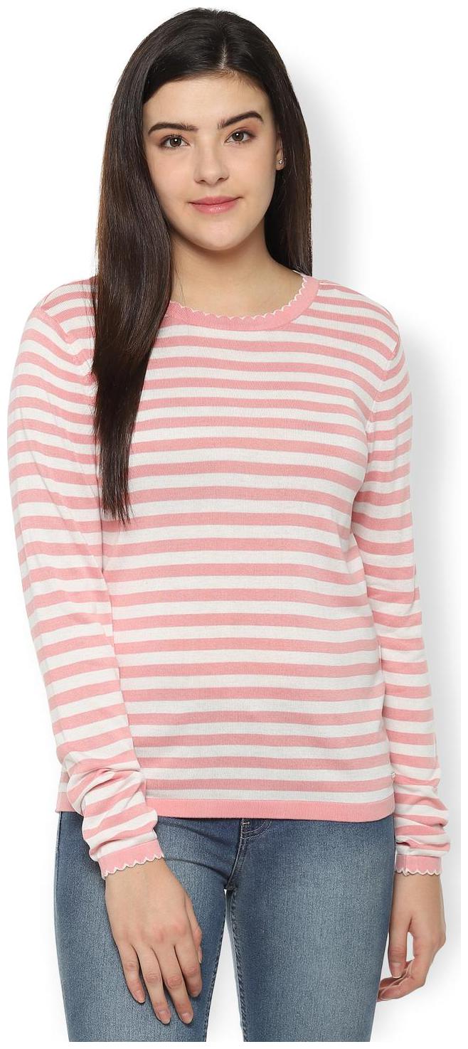 

Van Heusen Women Striped Regular top - Pink White