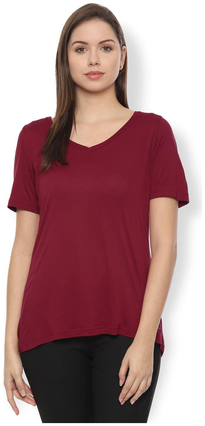 

Van Heusen Women Solid Regular top - Maroon