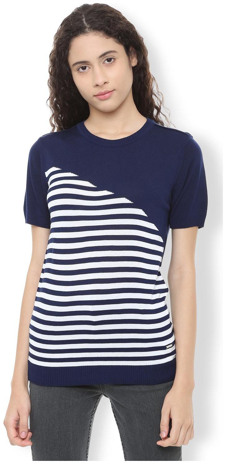 

Van Heusen Women Striped Regular top - Blue