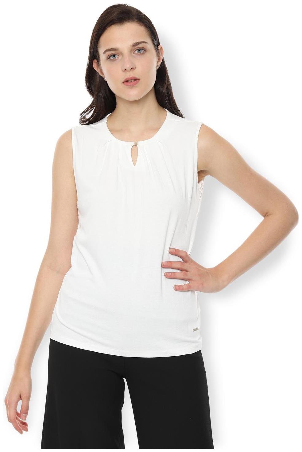 

Van Heusen Women Solid Regular top - White