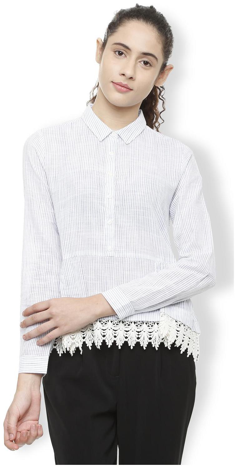 

Van Heusen Women Striped Regular top - White