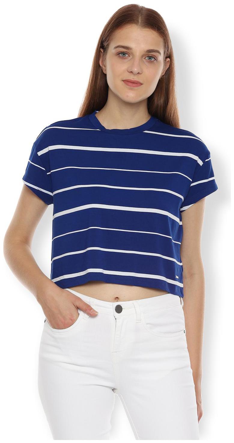 

Van Heusen Women Striped Regular top - Blue