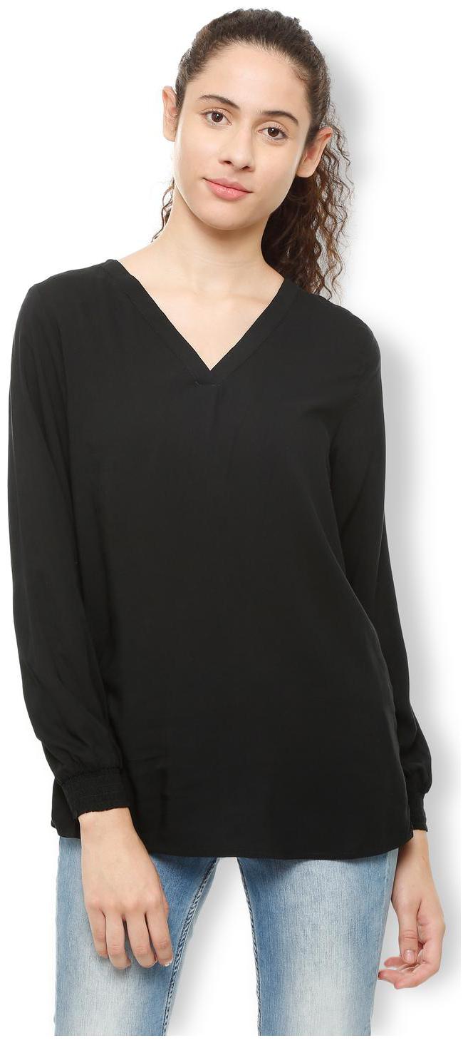 

Van Heusen Women Solid Regular top - Black