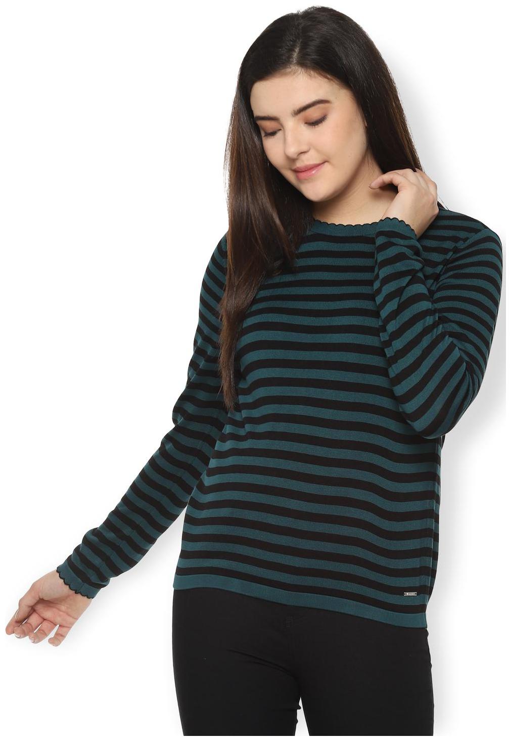 

Van Heusen Women Striped Regular top - Green