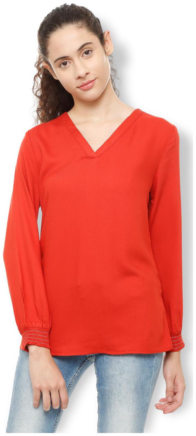 

Van Heusen Women Solid Regular top - Red