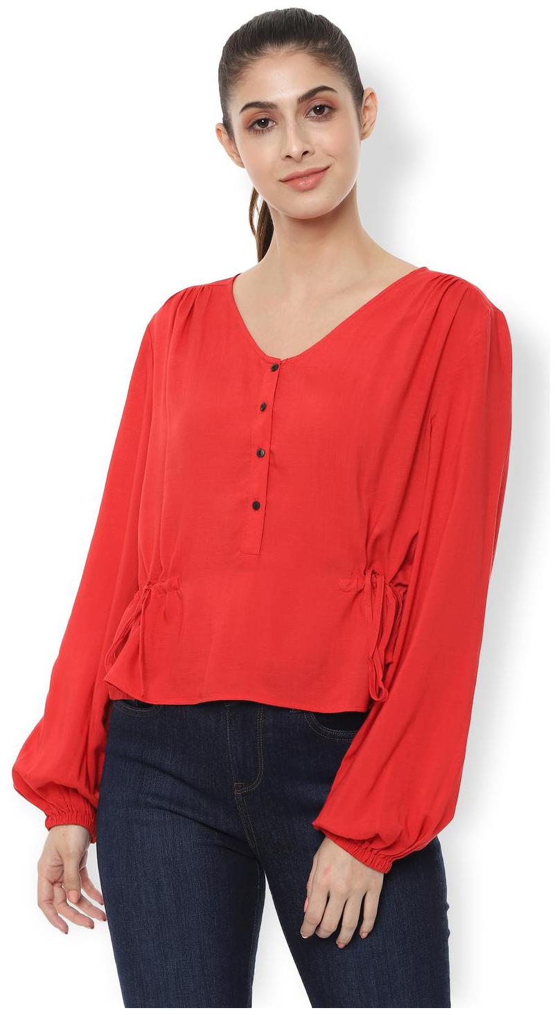 

Van Heusen Women Solid Regular top - Red