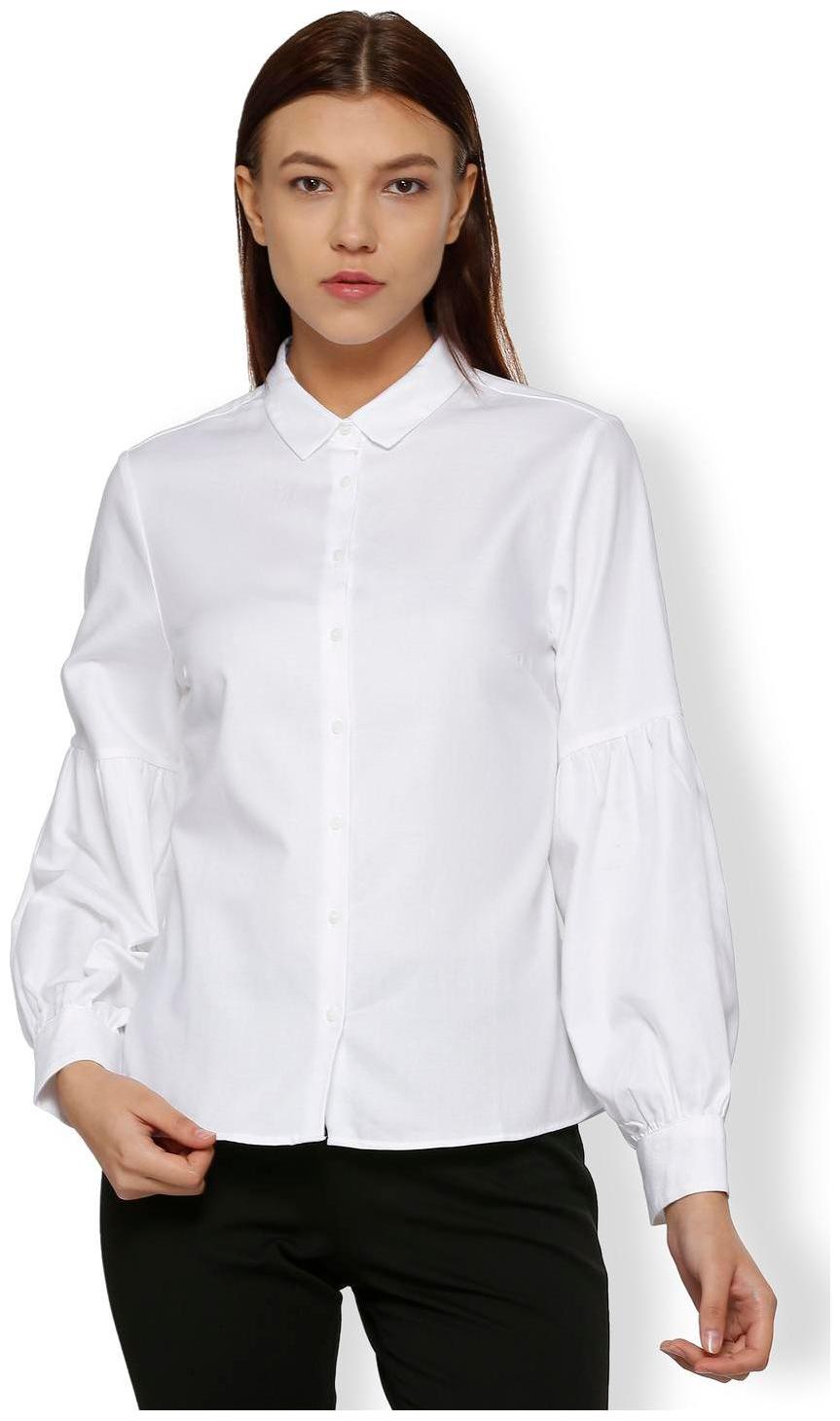 

Van Heusen Women White Solid Regular Fit Shirt