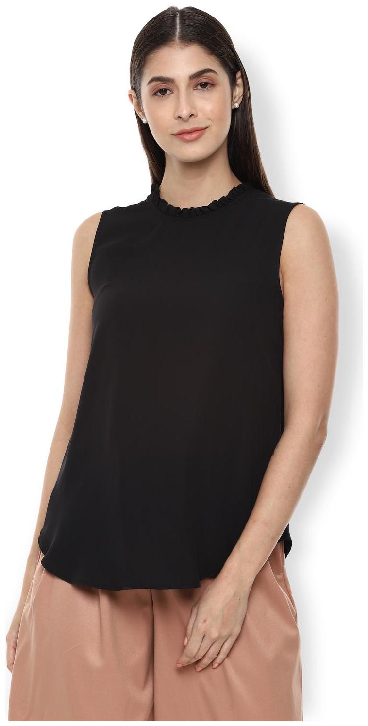 

Van Heusen Women Solid Regular top - Black