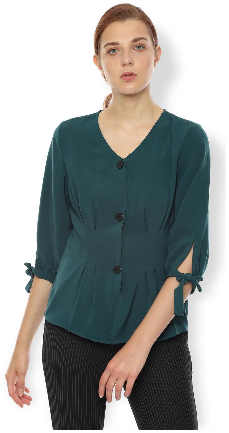 

Van Heusen Women Solid Regular top - Green