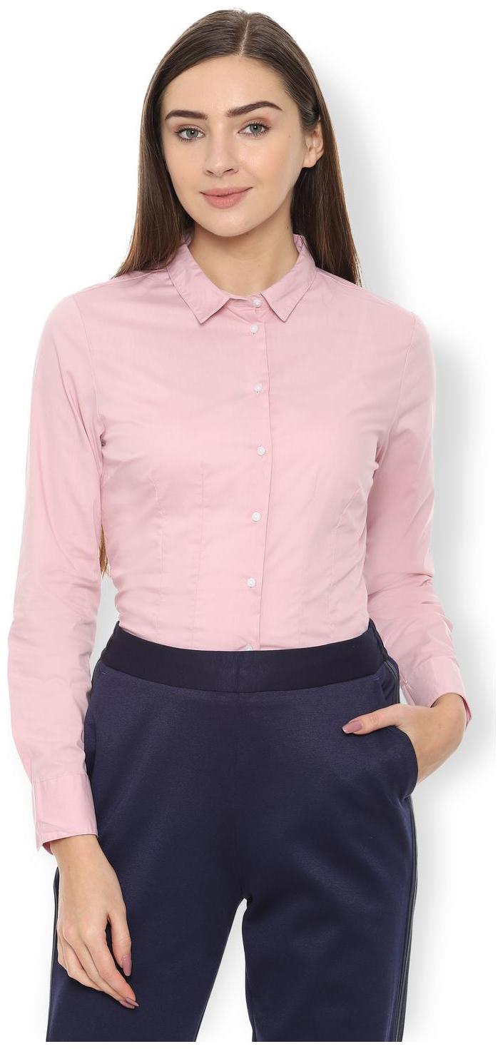 

Van Heusen Women Pink Solid Regular Fit Shirt