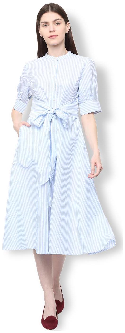 

Van Heusen White Striped A-line dress