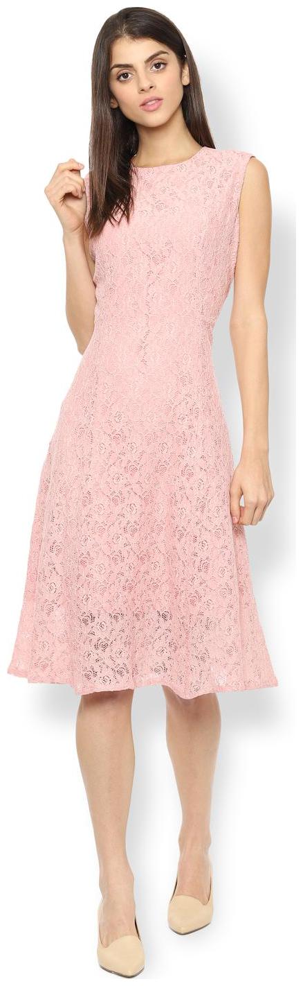 

Van Heusen Pink Self design A-line dress