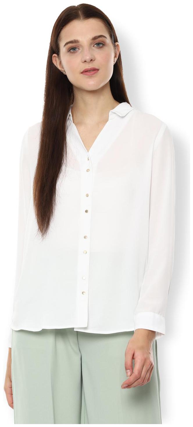 

Van Heusen Women White Solid Regular Fit Shirt
