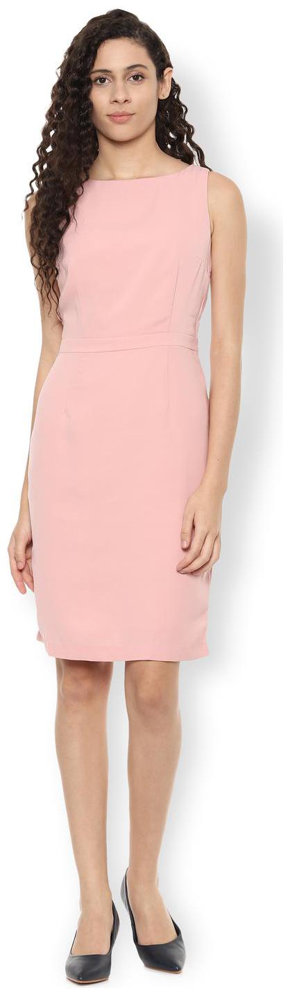 

Van Heusen Pink Solid Bodycon dress