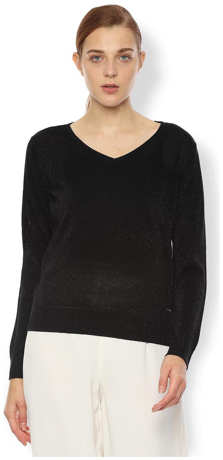 

Van Heusen Women Solid Regular top - Black