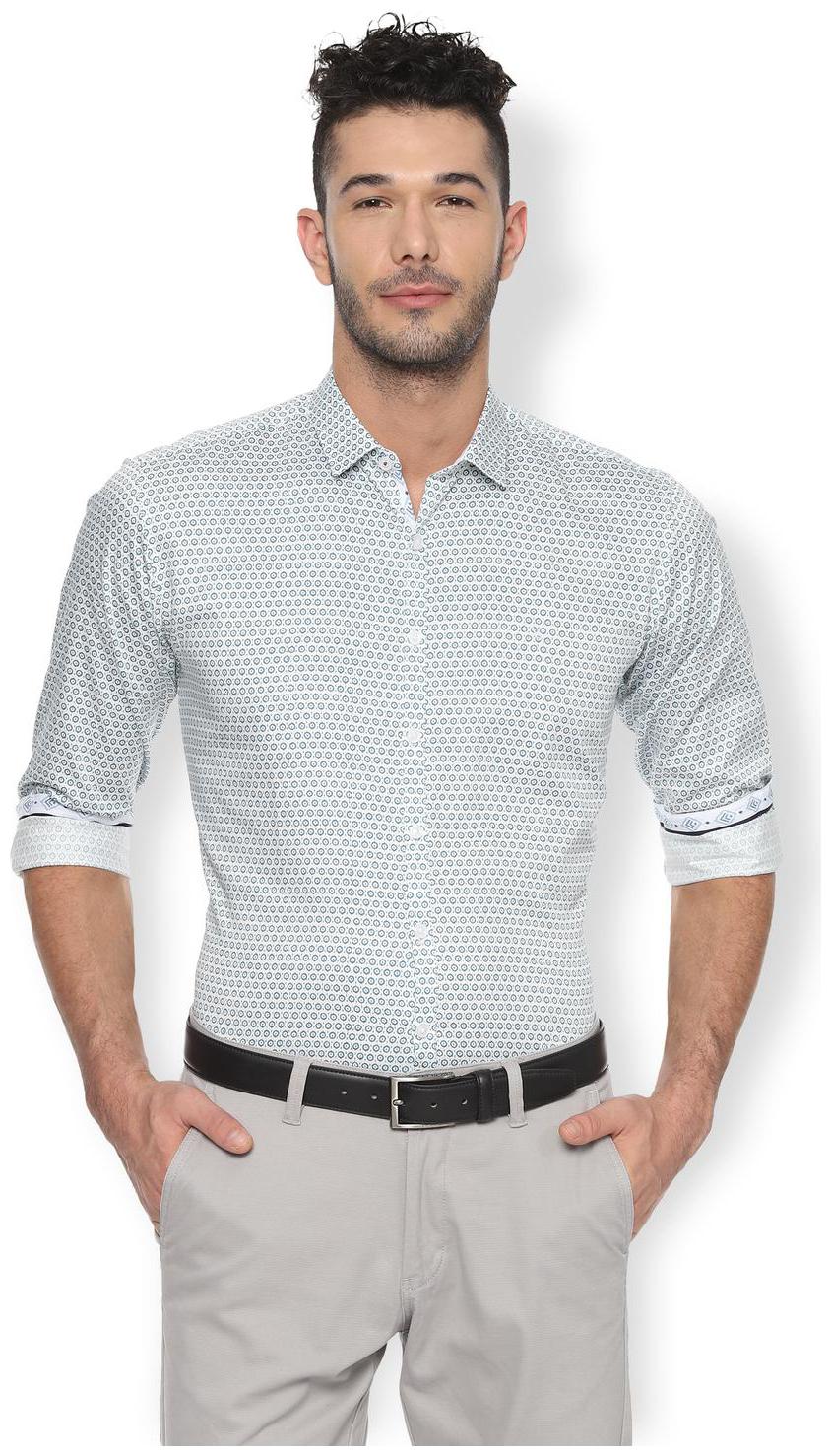 

Van Heusen Men White Printed Slim Fit Casual Shirt