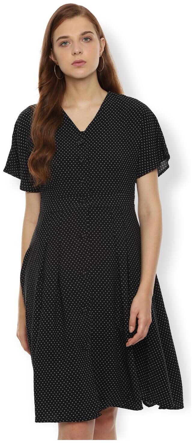 

Van Heusen Black Printed A-line dress