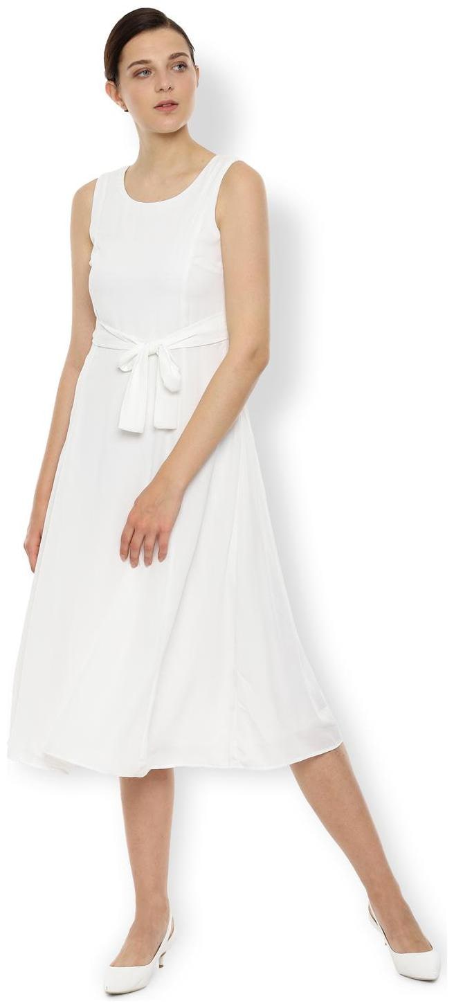 

Van Heusen White Solid A-line dress