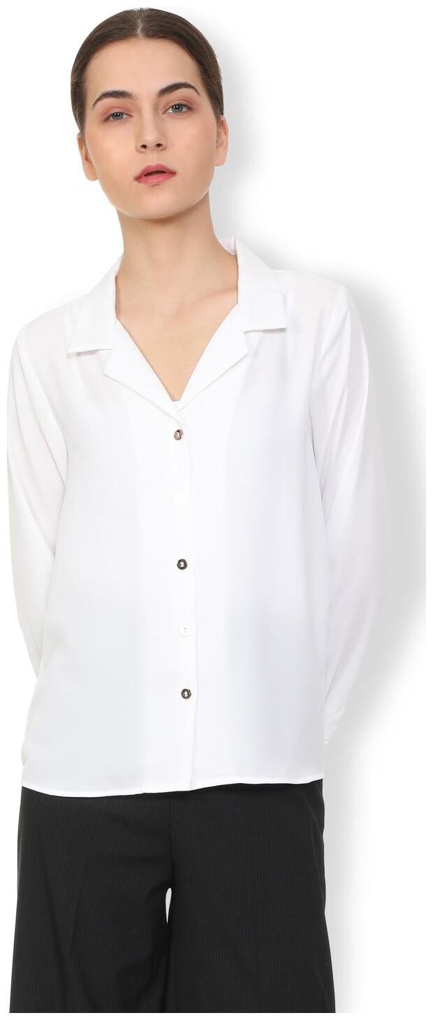 

Van Heusen Women White Solid Regular Fit Shirt