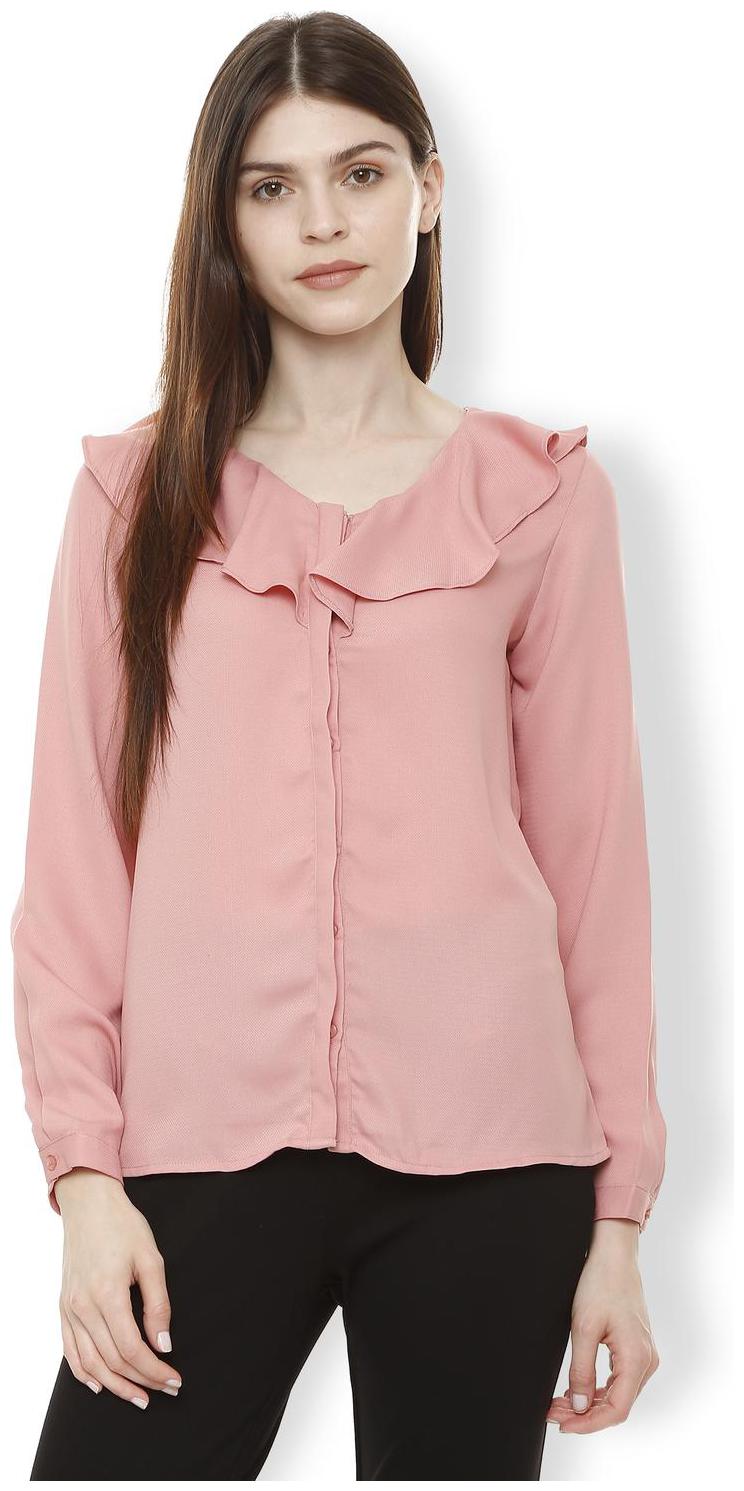 

Van Heusen Women Pink Self Design Regular Fit Shirt