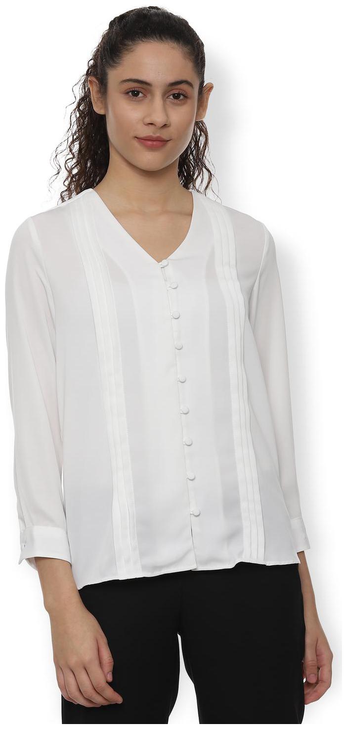 

Van Heusen Women White Solid Regular Fit Shirt