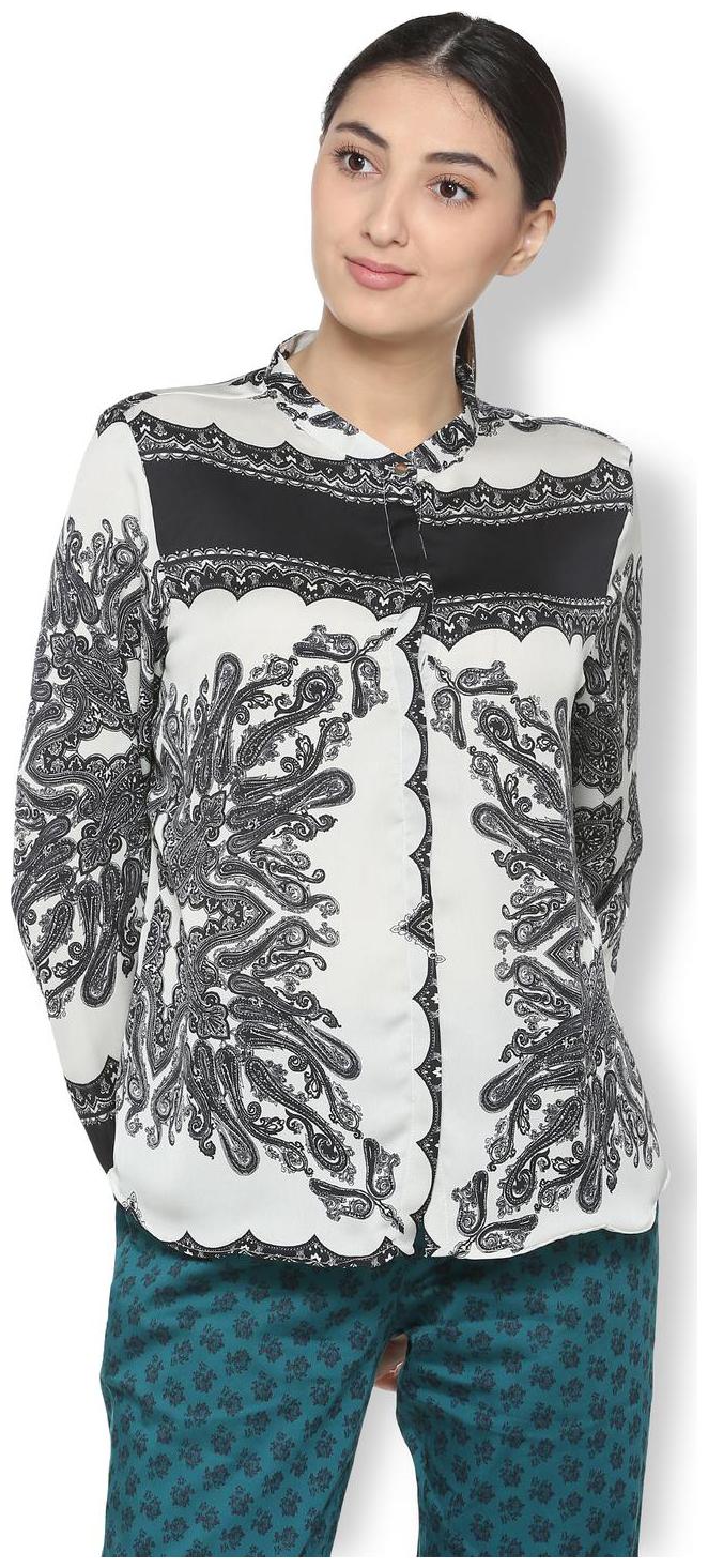 

Van Heusen Women White Printed Regular Fit Shirt