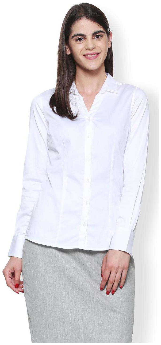 

Van Heusen Women White Solid Regular Fit Shirt