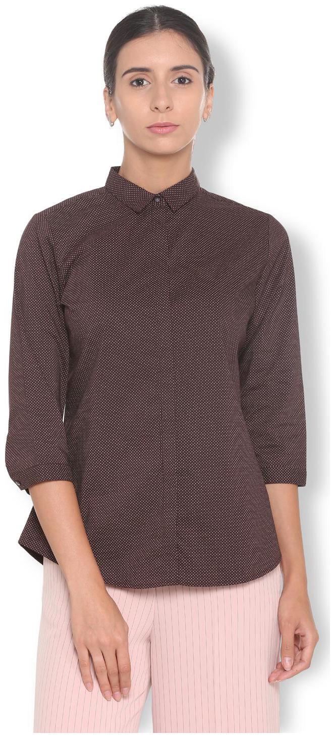 

Van Heusen Women Maroon Printed Regular Fit Shirt