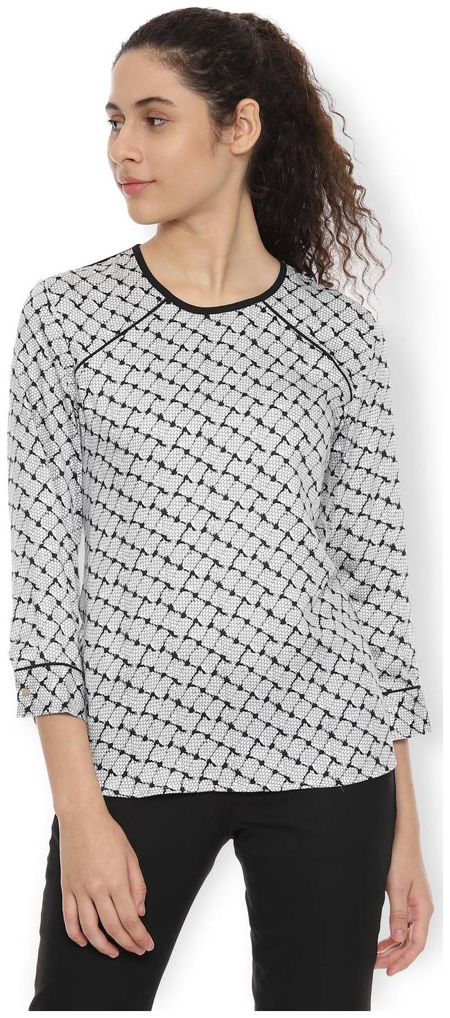

Van Heusen Women Geometric Regular top - White
