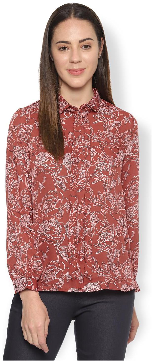 

Van Heusen Women Orange Printed Regular Fit Shirt