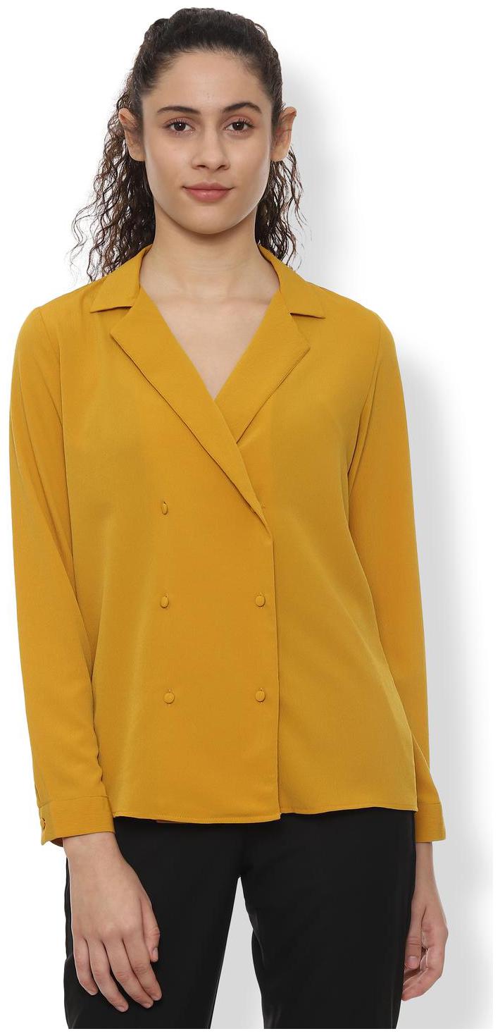

Van Heusen Women Solid Regular top - Yellow