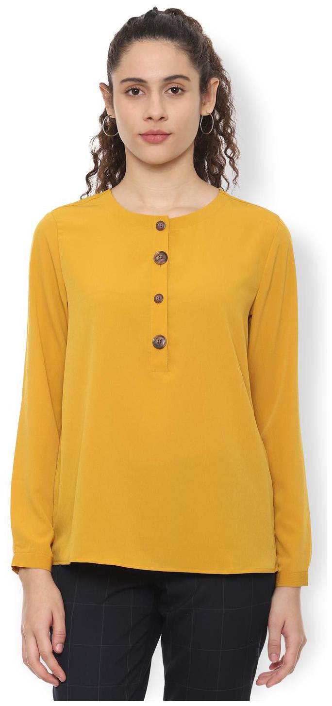 

Van Heusen Women Solid Regular top - Yellow