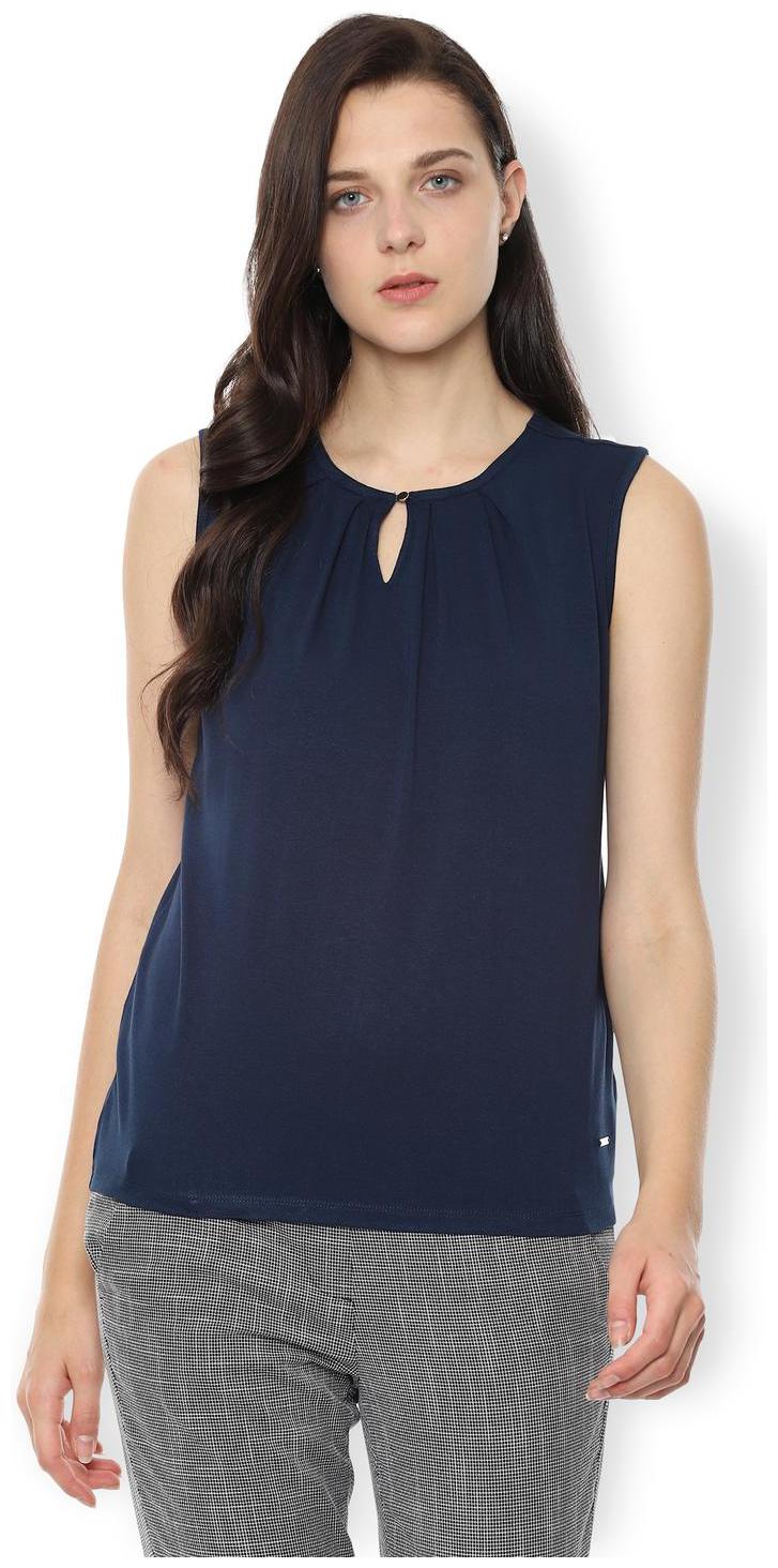 

Van Heusen Women Solid A-line top - Blue