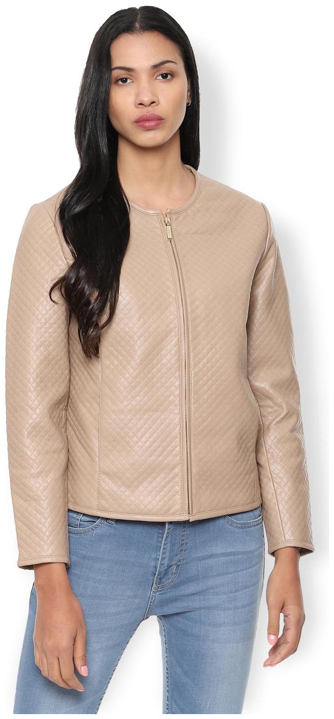 

Van Heusen Women Solid Biker Jacket - Beige
