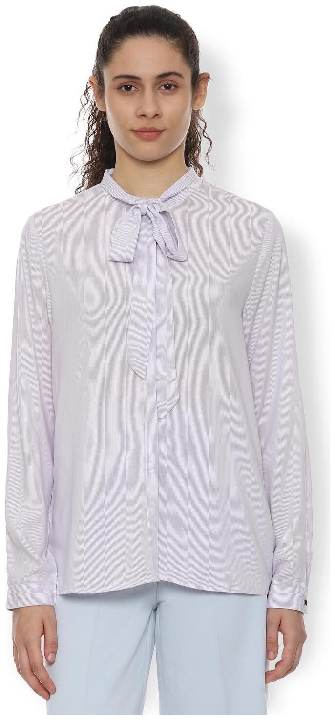

Van Heusen Women Purple Striped Regular Fit Shirt