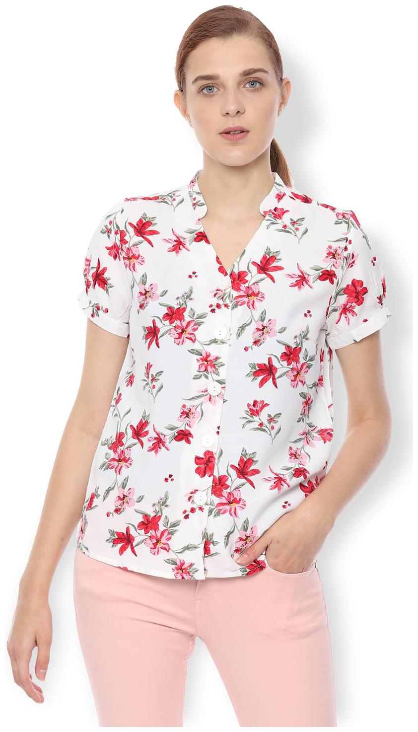 

Van Heusen Women White Printed Regular Fit Shirt