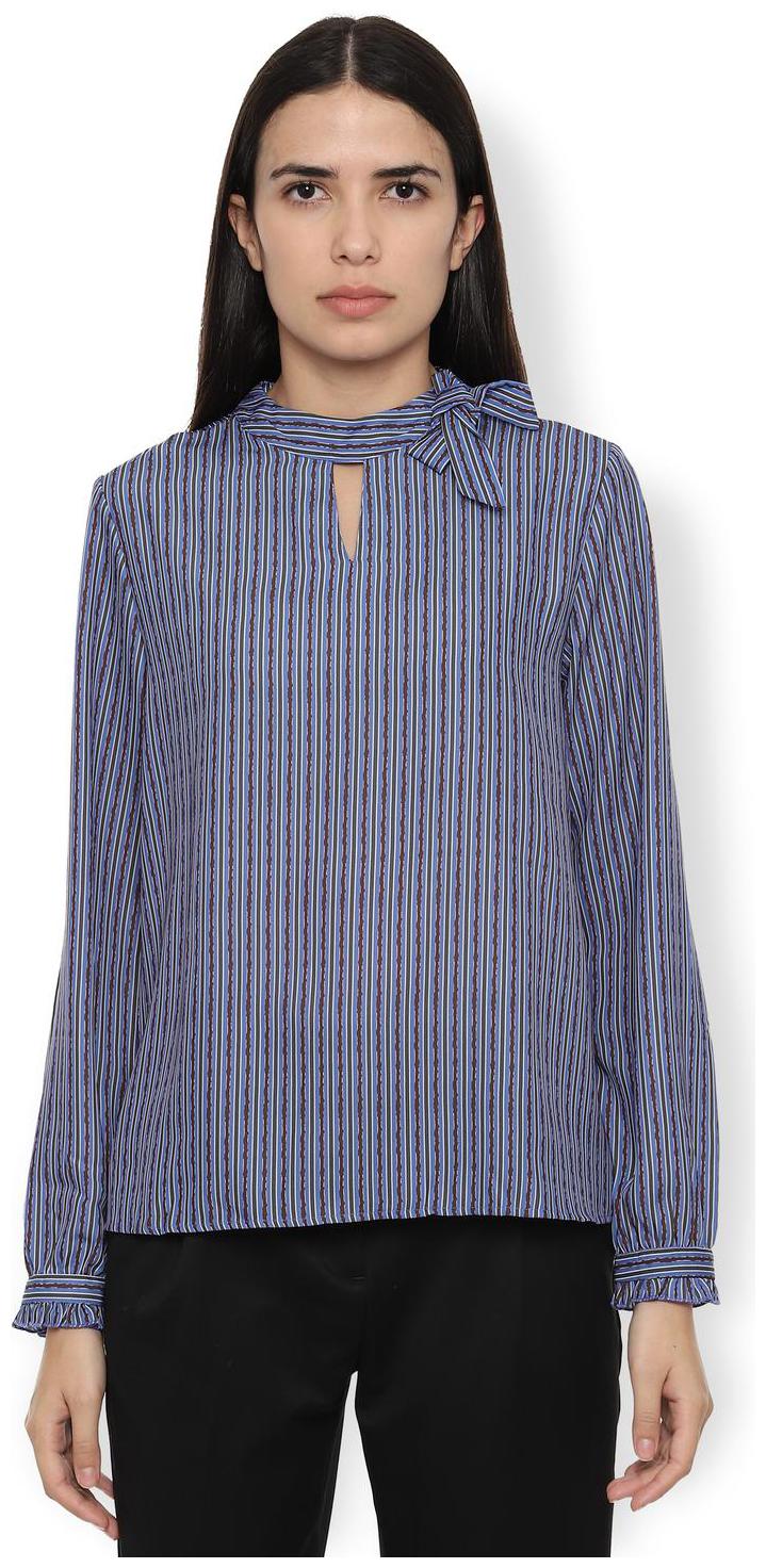 

Van Heusen Women Striped Regular top - Blue