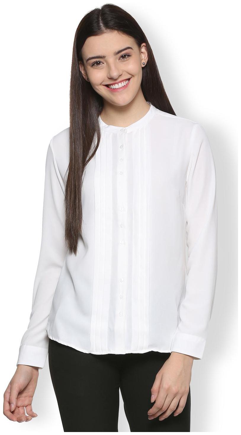 

Van Heusen Women White Solid Regular Fit Shirt