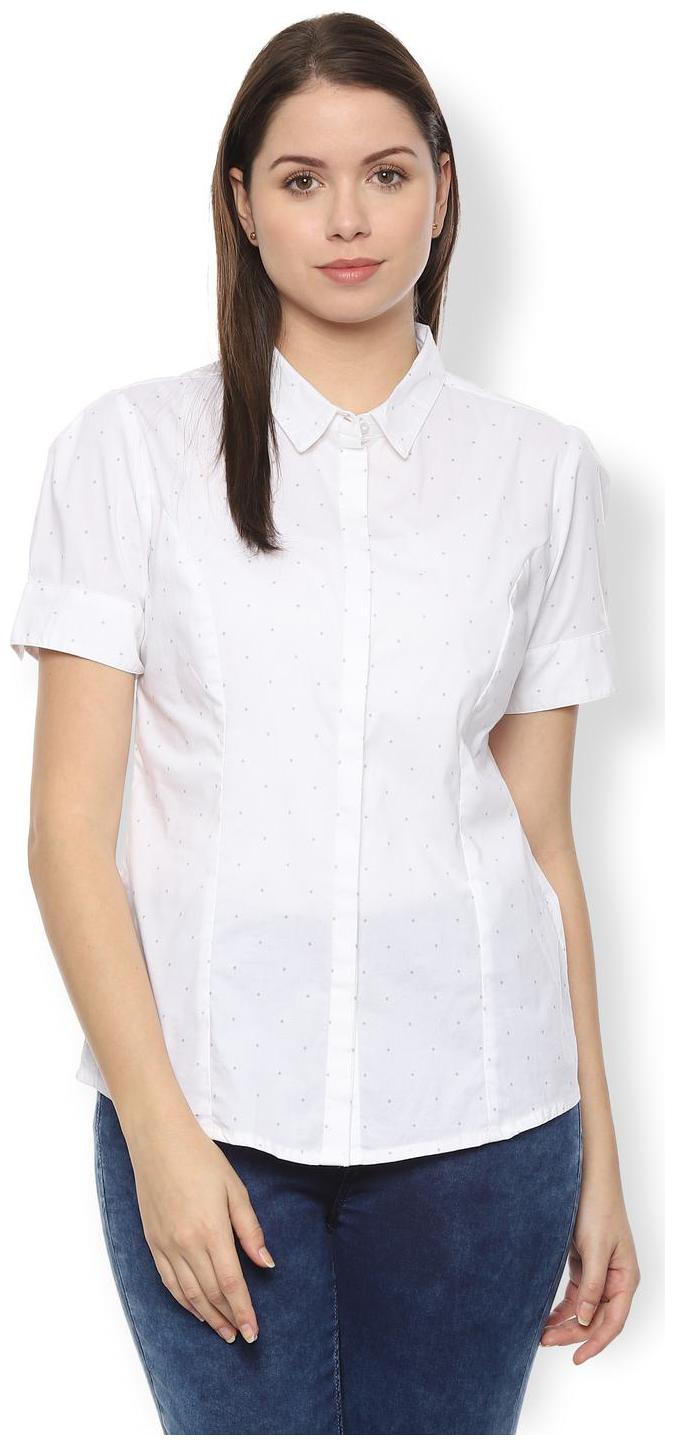 

Van Heusen Women White Printed Regular Fit Shirt