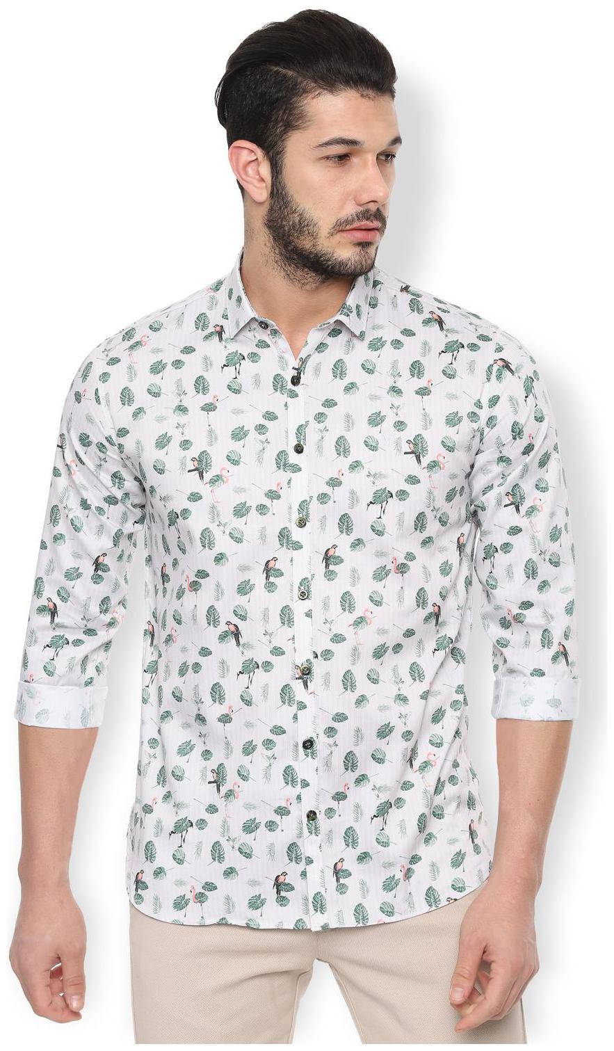 

Van Heusen Men White Printed Slim Fit Casual Shirt