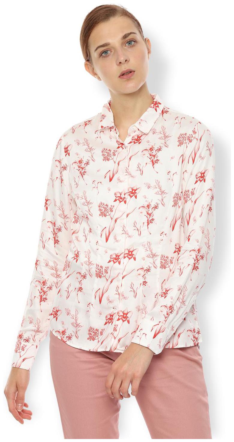 

Van Heusen Women White Printed Regular Fit Shirt