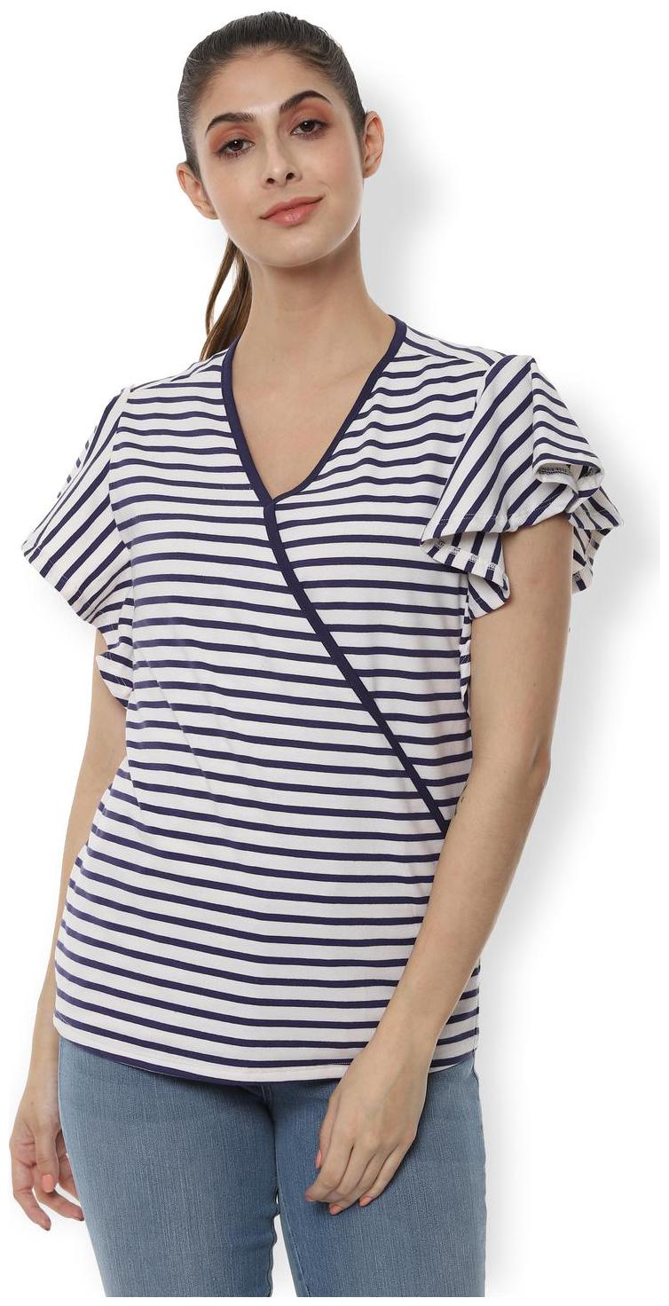 

Van Heusen Women Striped Regular top - White