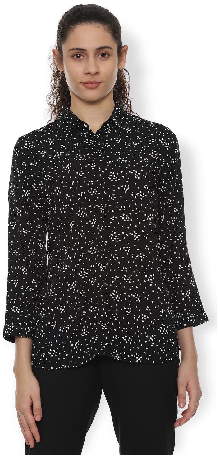 

Van Heusen Women Black Printed Regular Fit Shirt
