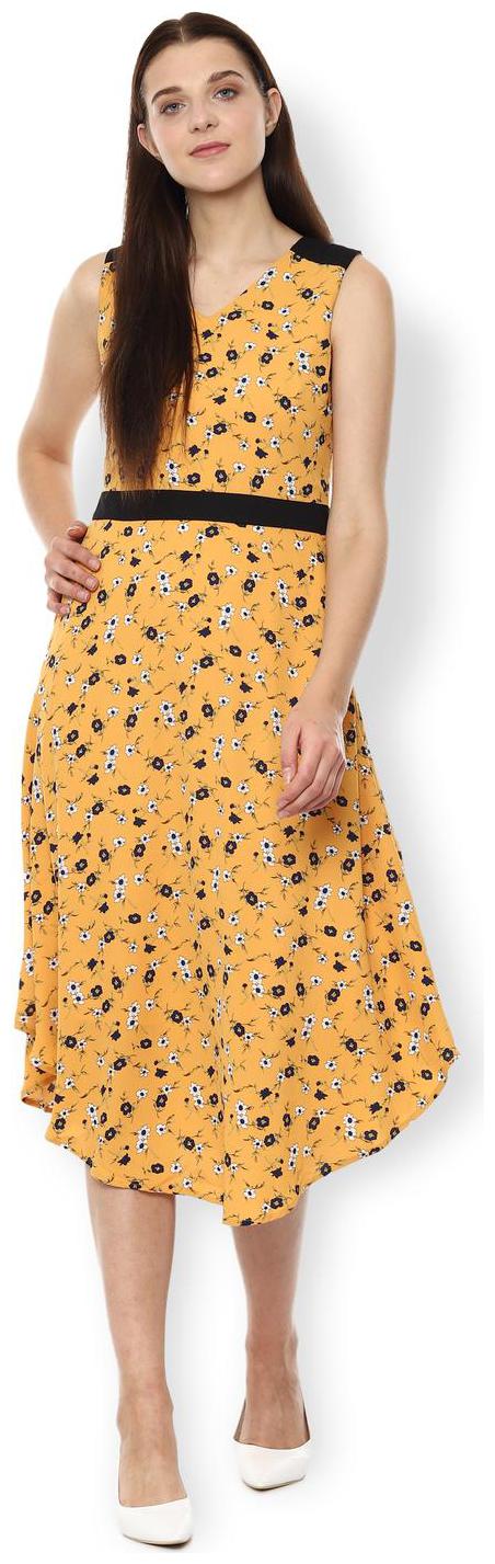 

Van Heusen Yellow Printed A-line dress