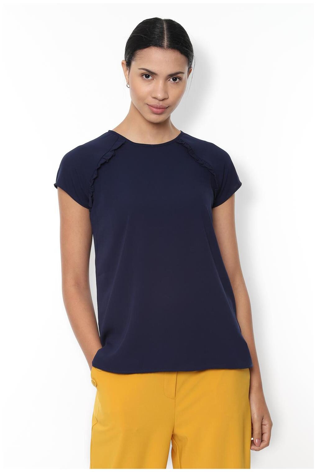

Van Heusen Women Solid Regular top - Blue
