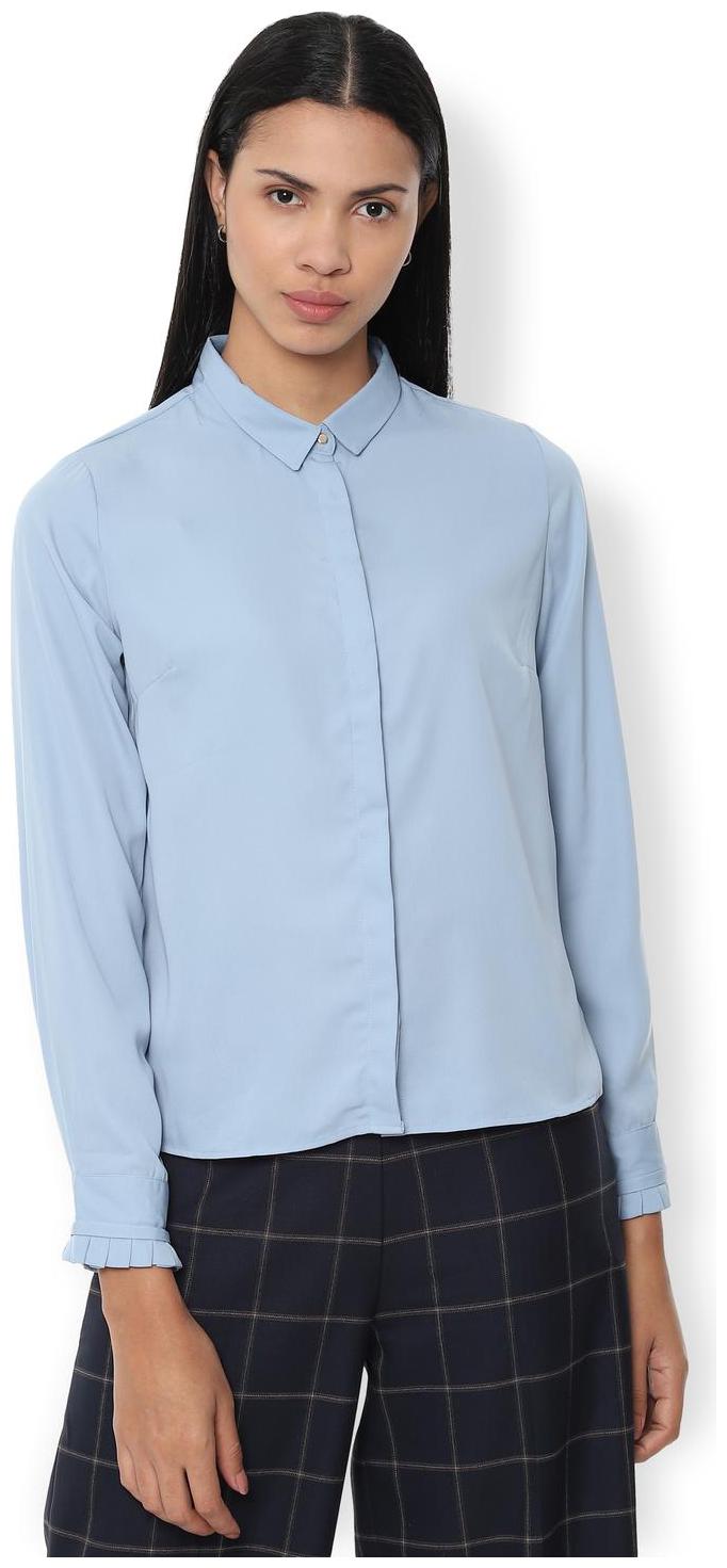 

Van Heusen Women Blue Solid Regular Fit Shirt