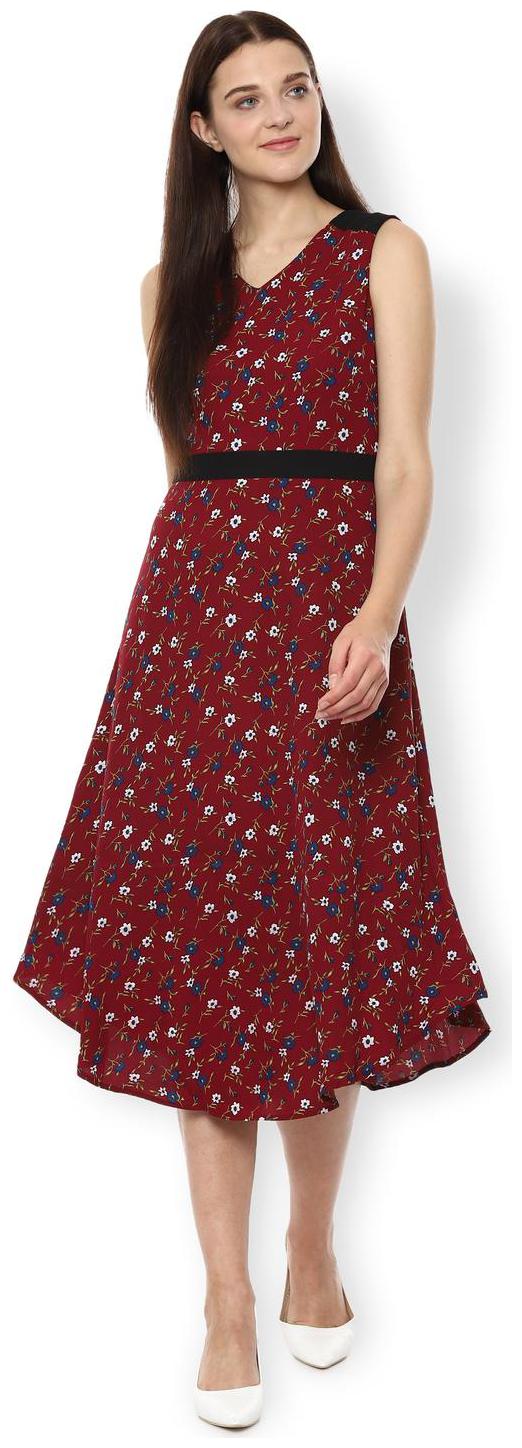 

Van Heusen Maroon Printed A-line dress